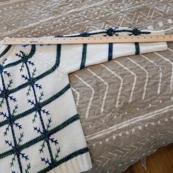 Vintage Handknit Cottagecore Cabincore Mock Neck Cross Stitch Sweater Small - Picture 8 of 9